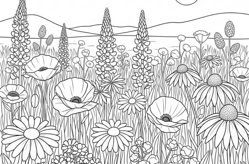 Flores do campo (Desenho para Colorir)