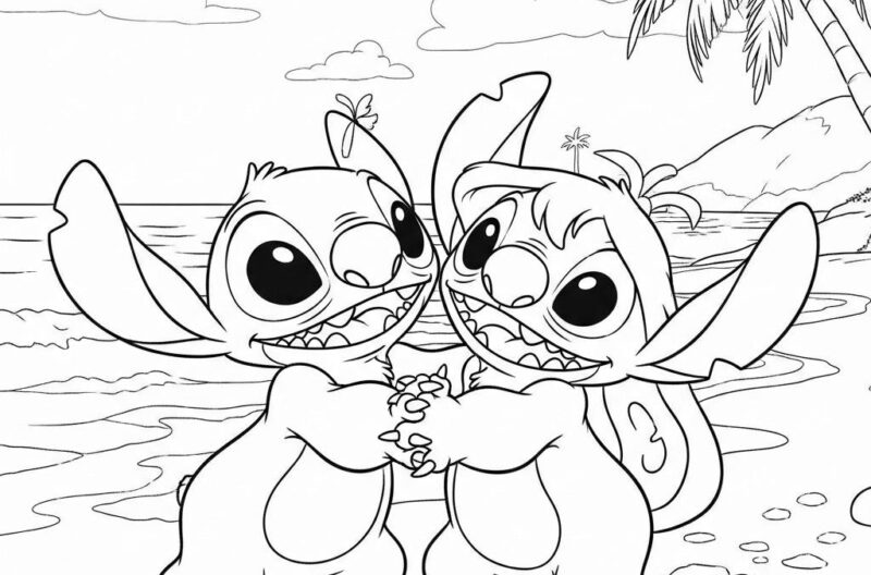 Stitch com Lilo (Desenho para Colorir)